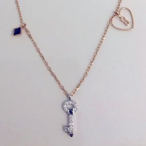 Swarovski pink gold necklace with key